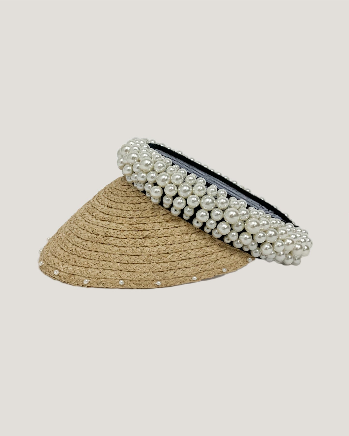 Beige straw pearls beads visor *pre-order*