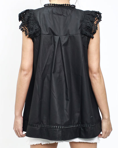 black shirt with crochet vest *pre-order*