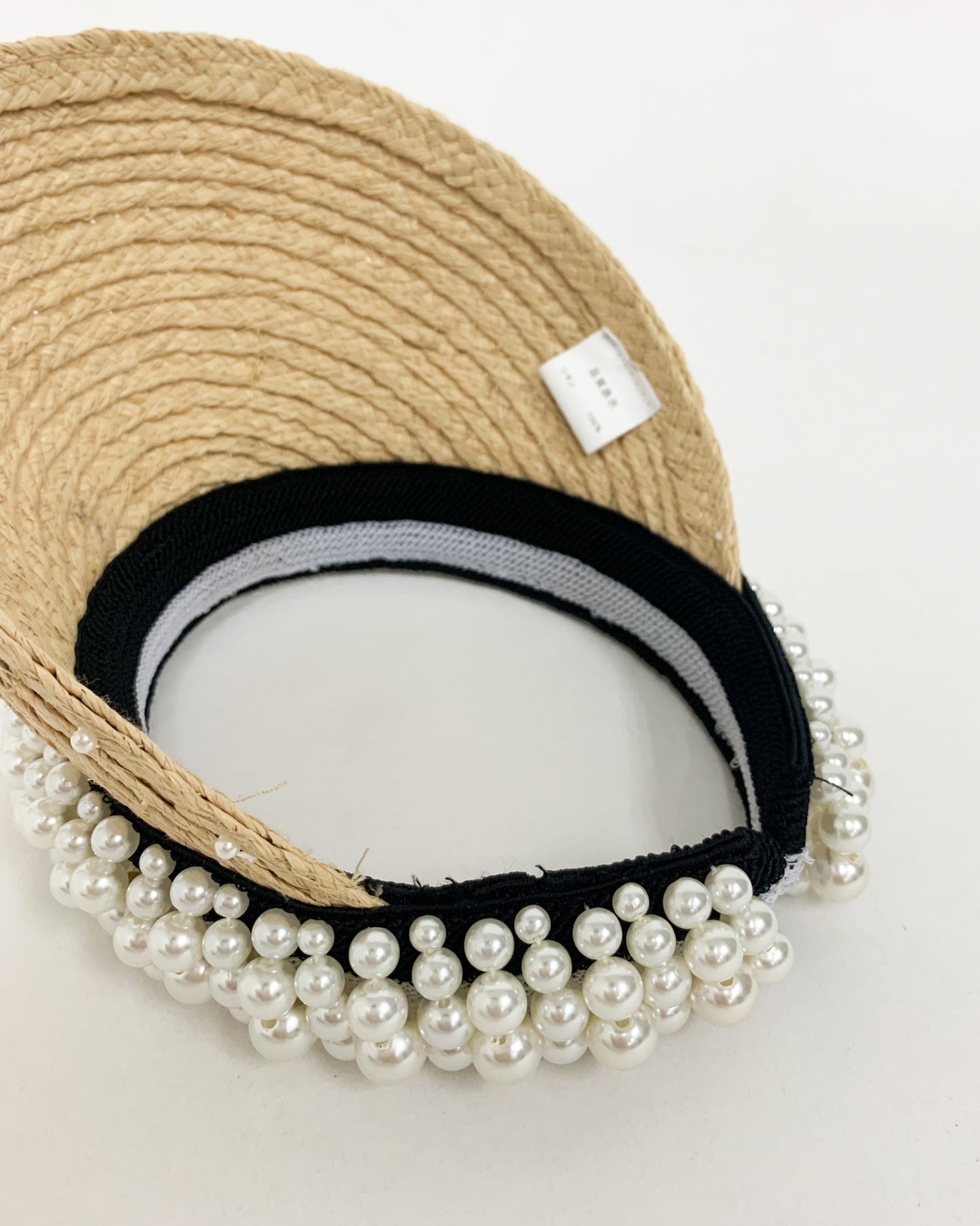 Beige straw pearls beads visor *pre-order*